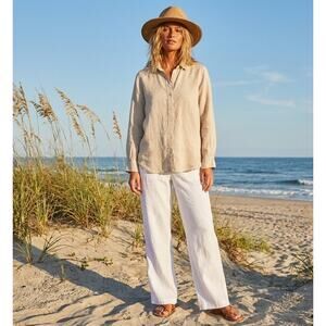 J.Jill Love Linen Button Up Top Womens MP Coastal Beachy Boho Summer Casual